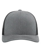 Front View of Heather Grey/ Black Snapback Trucker Cap - 112