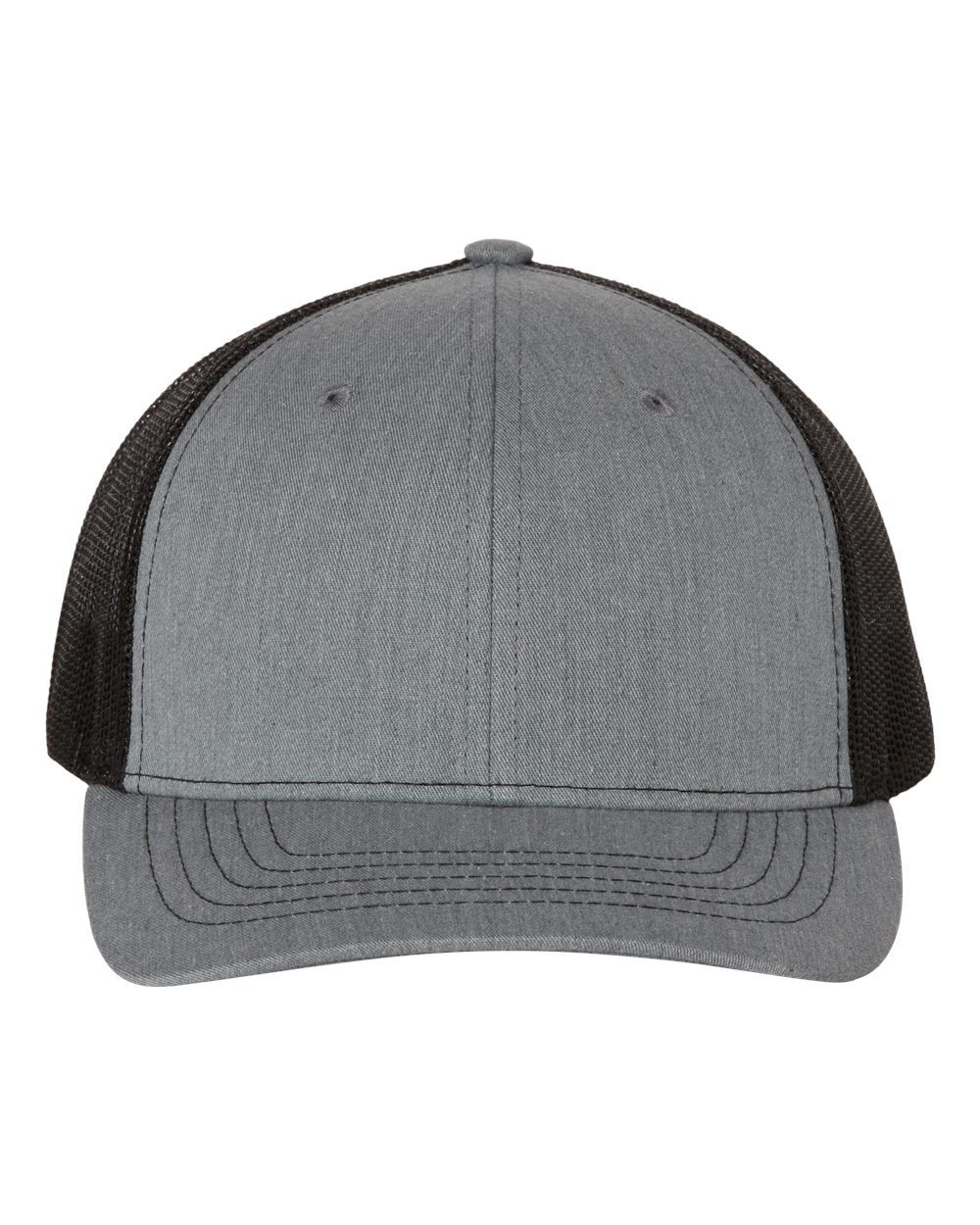 Front View of Heather Grey/ Black Youth Trucker Snapback Cap - 112Y