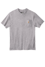 Front View of Heather Grey Carhartt Workwear Pocket Short Sleeve T-Shirt. CTK87