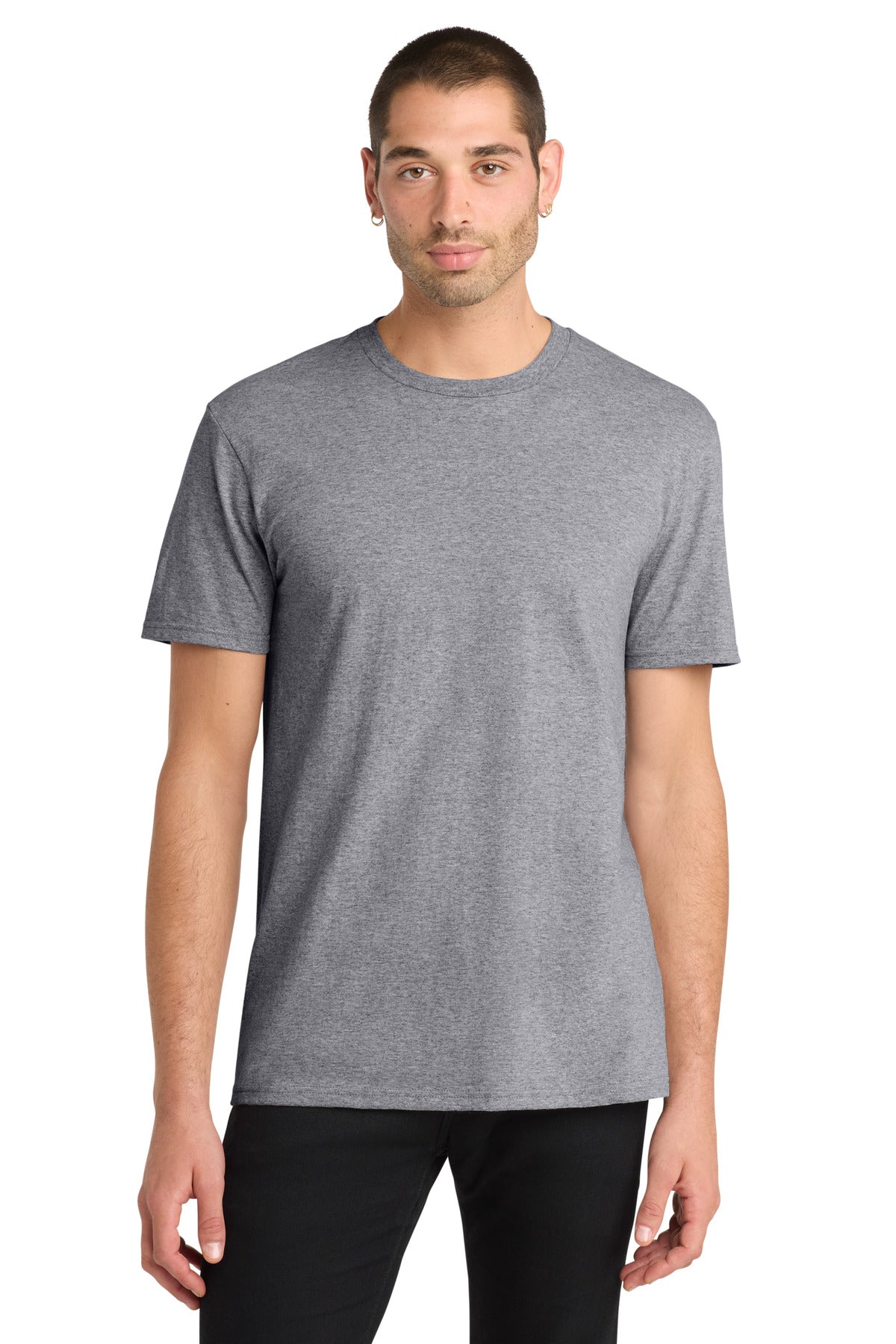 Front View of Heather Grey District The Concert Tee DT5000