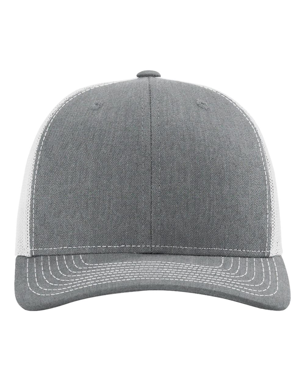 Front View of Heather Grey/ Light Grey Snapback Trucker Cap - 112