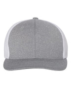 Front View of Heather Grey/ White Mélange Trucker Cap - 6311