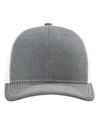 Front View of Heather Grey/ White Snapback Trucker Cap - 112
