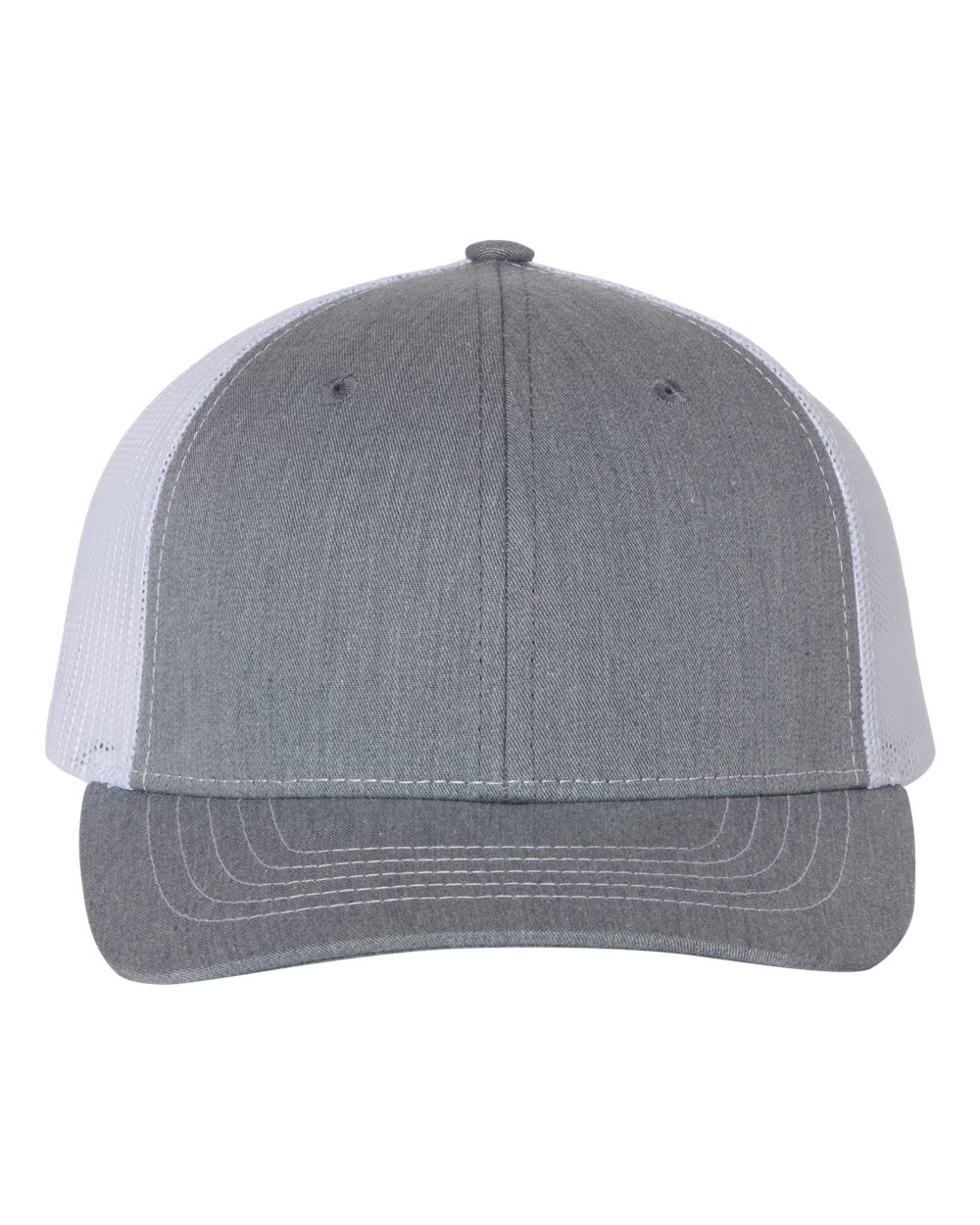 Front View of Heather Grey/ White Youth Trucker Snapback Cap - 112Y