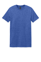 Front View of Heather Royal Gildan Softstyle T-Shirt. 64000