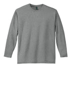 Front View of Heather Steel District Perfect Weight Long Sleeve Tee. DT105