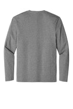 Front View of Heather Steel District Perfect Weight Long Sleeve Tee. DT105