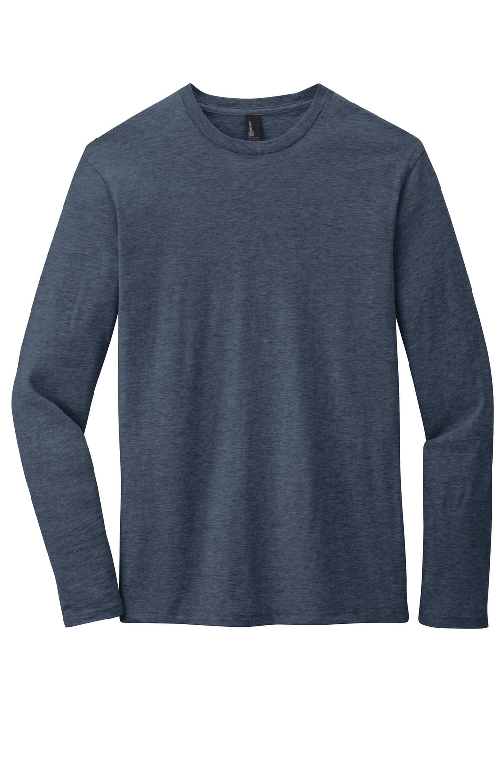 Front View of Heathered Navy District Very Important Tee Long Sleeve. DT6200