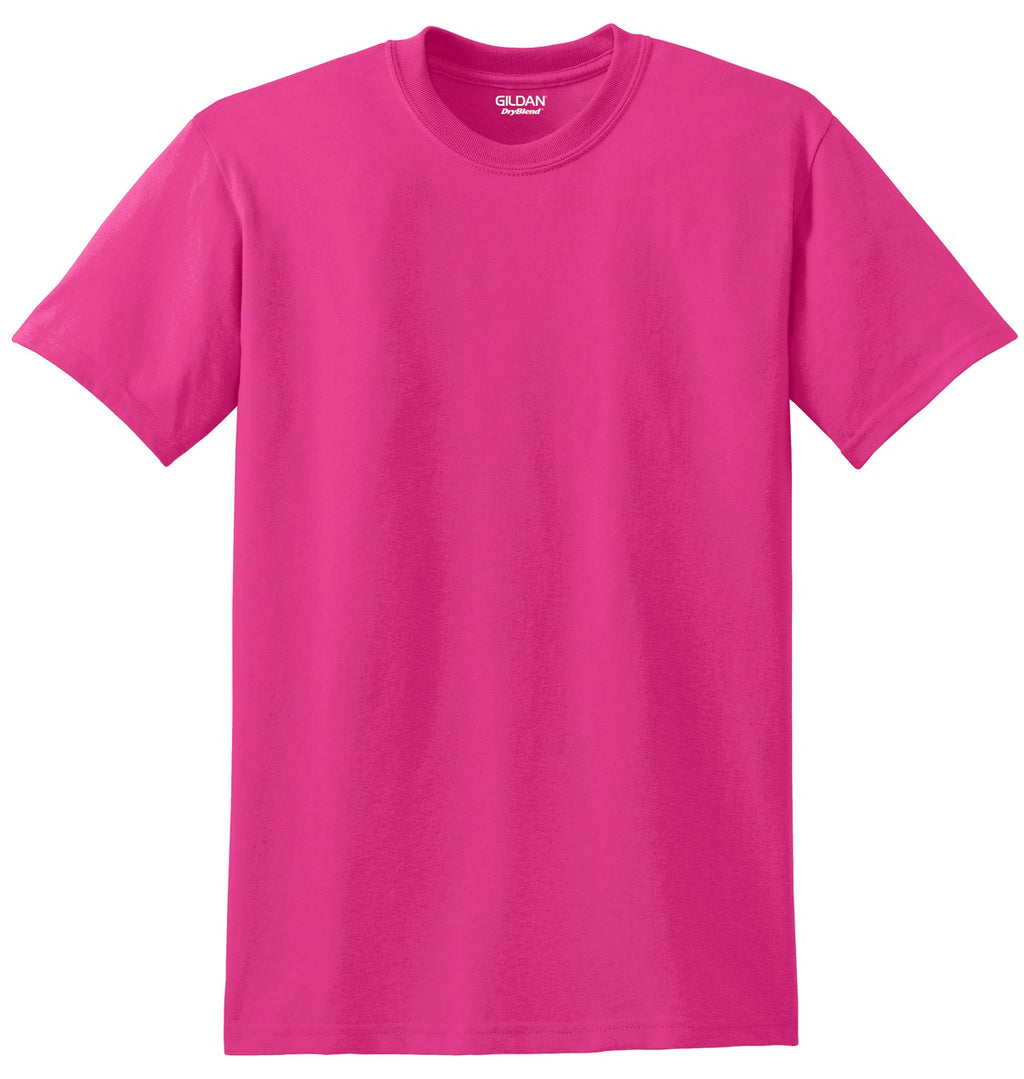 Front View of Heliconia Gildan DryBlend 50 Cotton/50 Poly T-Shirt. 8000