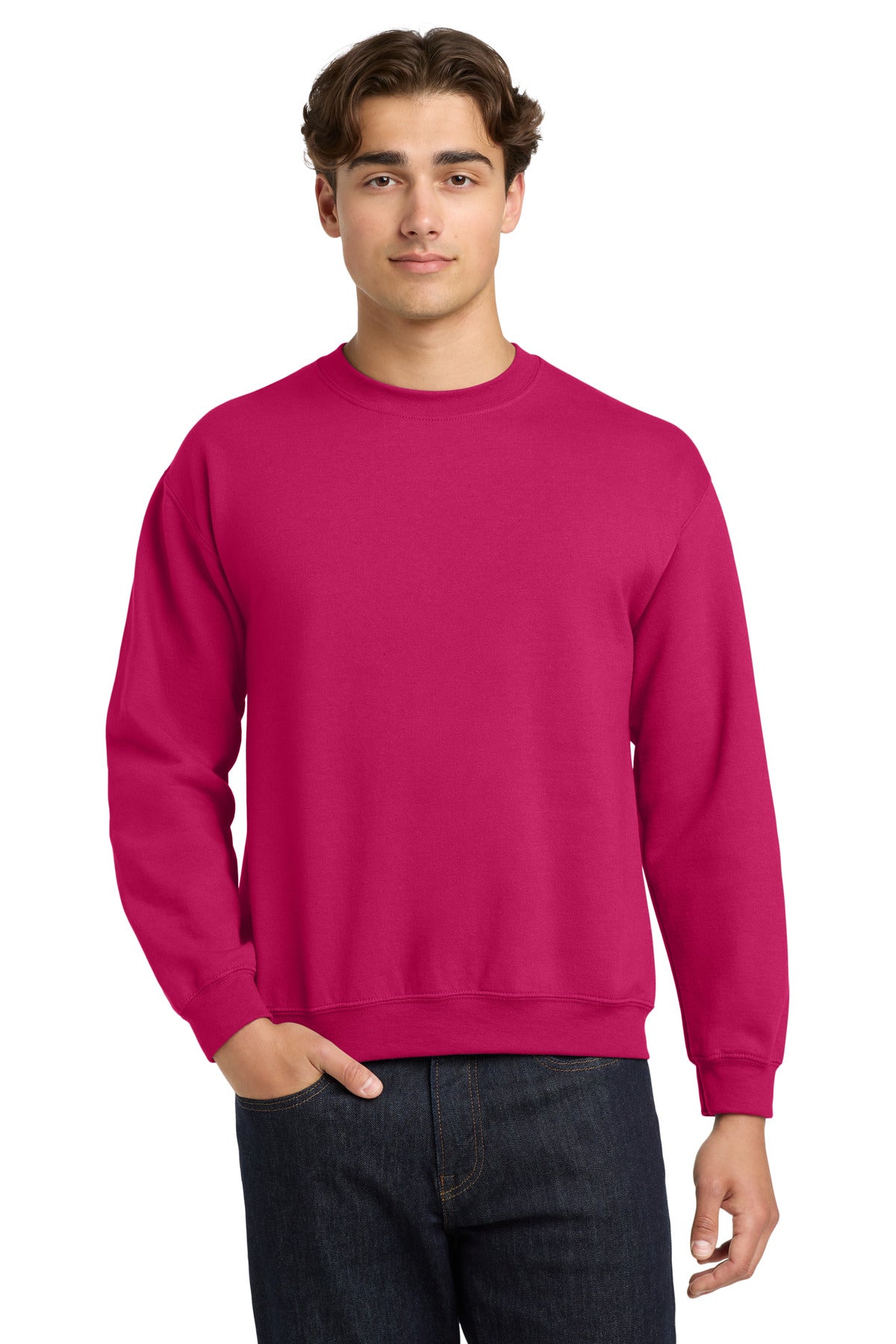 Front View of Heliconia Gildan Heavy Blend Crewneck Sweatshirt. 18000