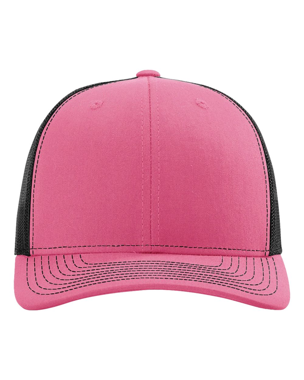 Front View of Hot Pink/ Black Snapback Trucker Cap - 112