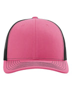 Front View of Hot Pink/ Black Snapback Trucker Cap - 112