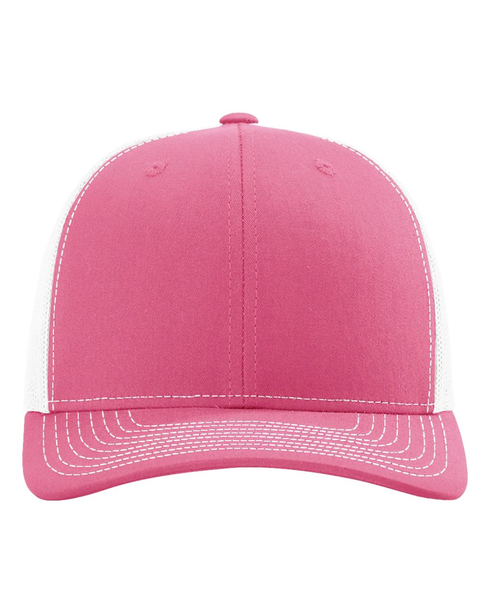 Front View of Hot Pink/ White Snapback Trucker Cap - 112