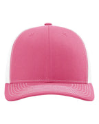 Front View of Hot Pink/ White Snapback Trucker Cap - 112