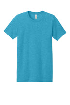 Front View of Ht Aqua BELLA+CANVAS Unisex Heather CVC Short Sleeve Tee. BC3001CVC