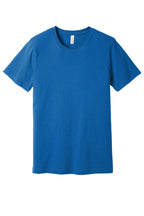 Front View of Ht Columb Blue BELLA+CANVAS Unisex Heather CVC Short Sleeve Tee. BC3001CVC