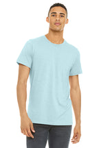 Front View of Ht Ice Blue BELLA+CANVAS Unisex Heather CVC Short Sleeve Tee. BC3001CVC