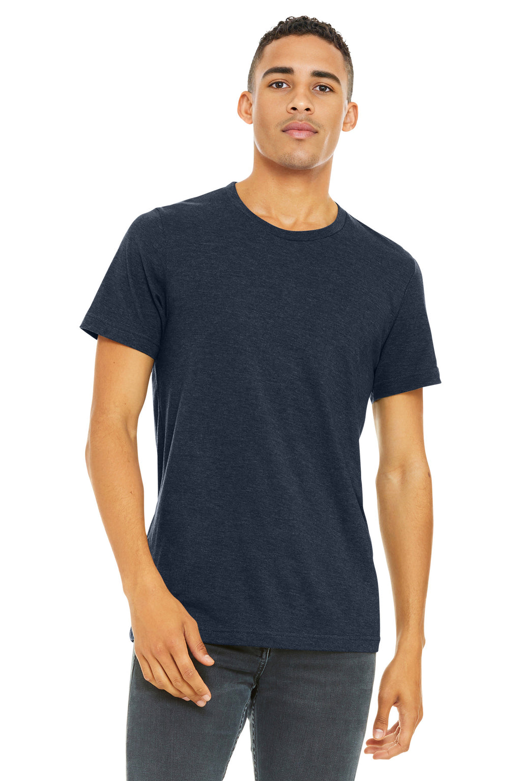Front View of Ht Midnight Ny BELLA+CANVAS Unisex Heather CVC Short Sleeve Tee. BC3001CVC