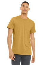 Front View of Ht Mustard BELLA+CANVAS Unisex Heather CVC Short Sleeve Tee. BC3001CVC