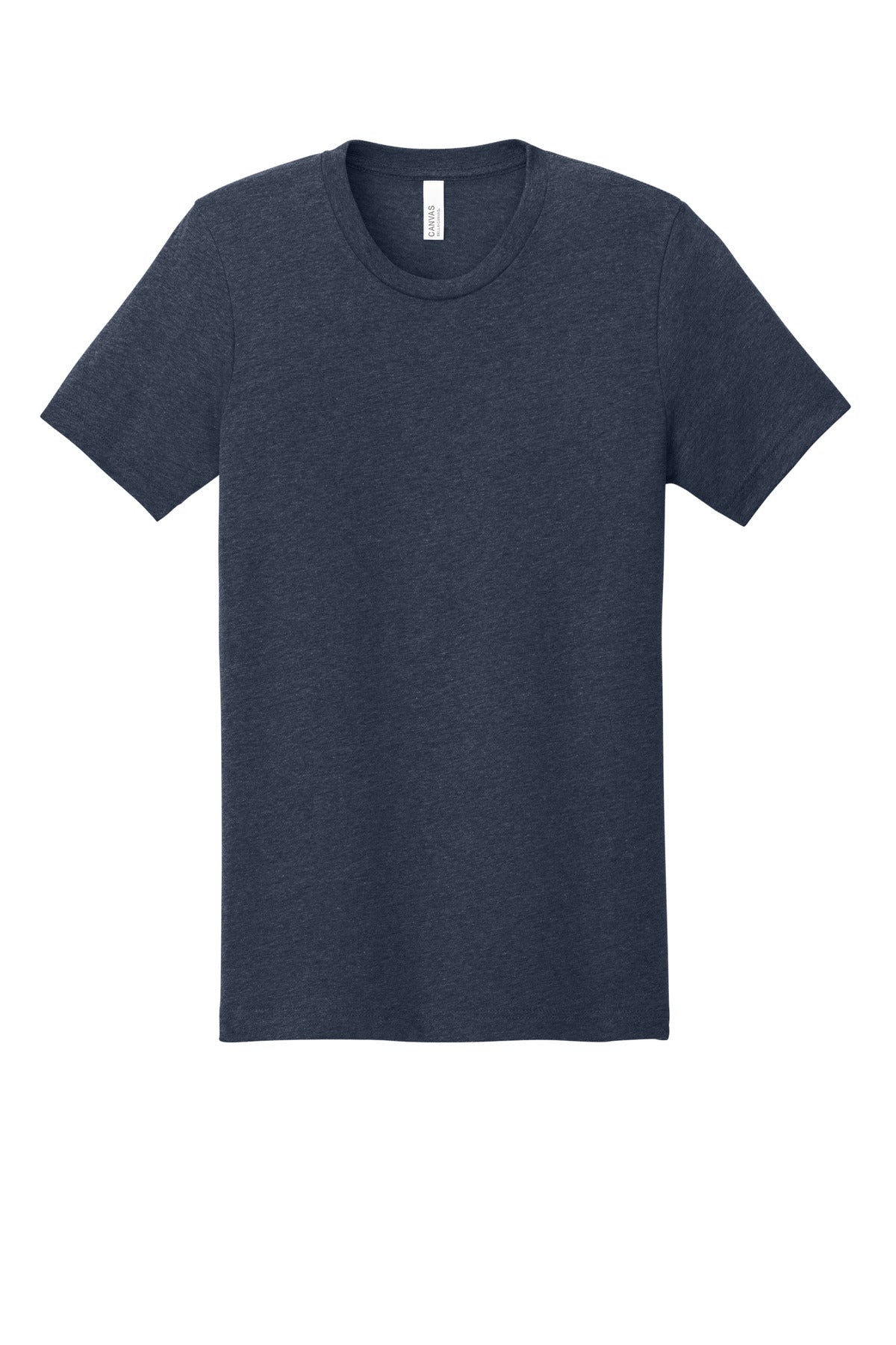 Front View of Ht Navy BELLA+CANVAS Unisex Heather CVC Short Sleeve Tee. BC3001CVC
