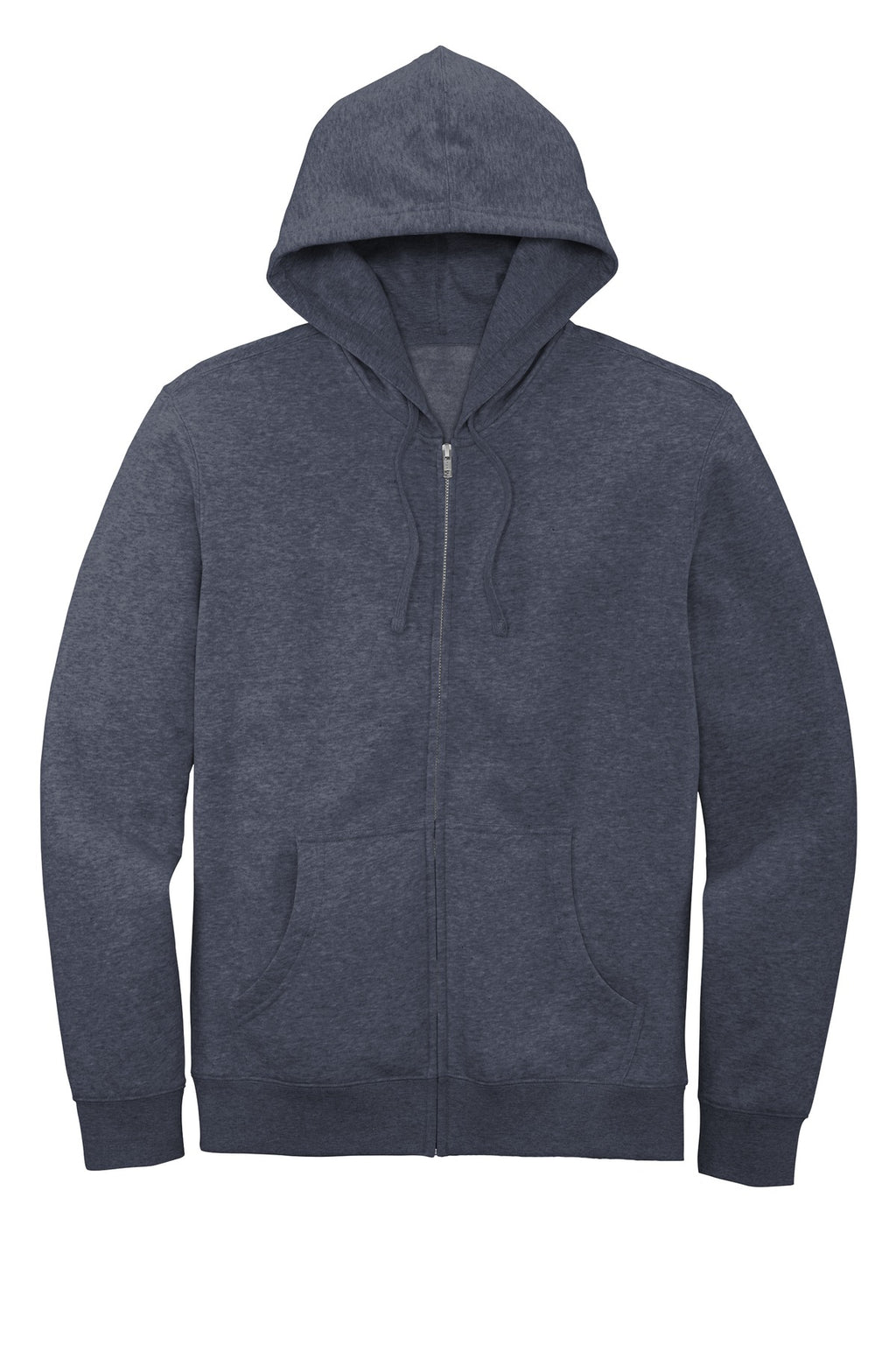 Front View of Ht Navy District V.I.T. Fleece Full-Zip Hoodie DT6102