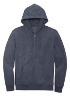 Front View of Ht Navy District V.I.T. Fleece Full-Zip Hoodie DT6102