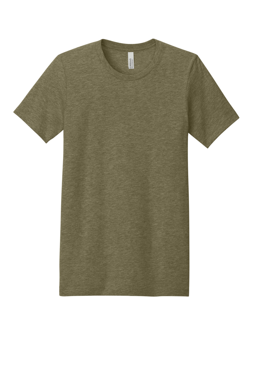 Front View of Ht Olive BELLA+CANVAS Unisex Heather CVC Short Sleeve Tee. BC3001CVC