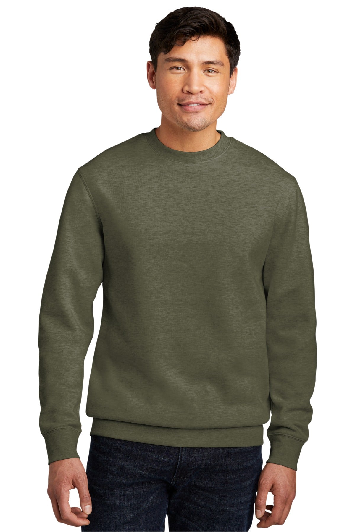 Front View of Ht Olive District V.I.T. Fleece Crew DT6104