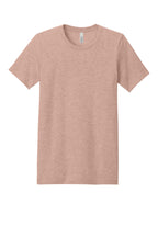Front View of Ht Peach BELLA+CANVAS Unisex Heather CVC Short Sleeve Tee. BC3001CVC