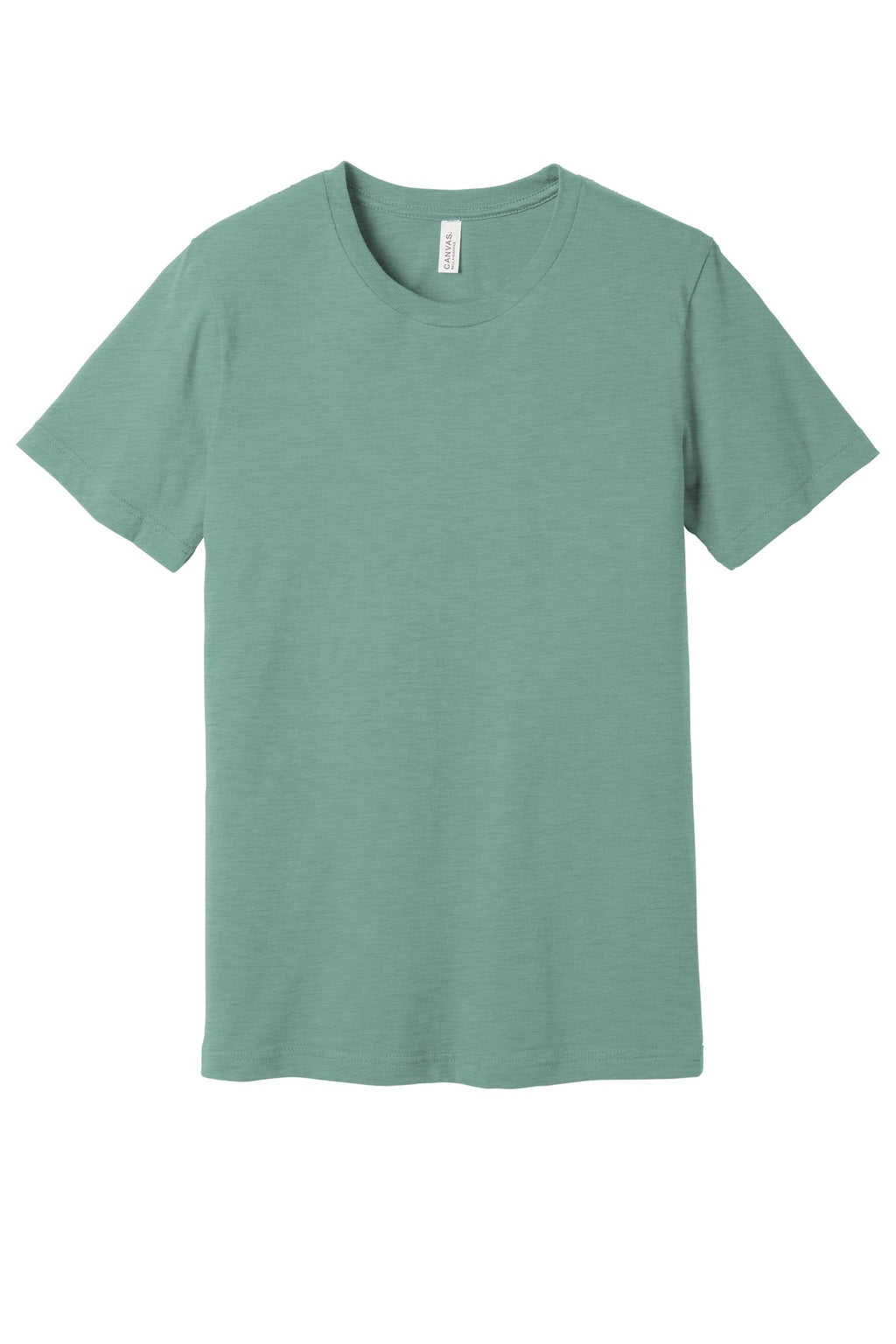 Front View of Ht Prm Dsty Bl BELLA+CANVAS Unisex Heather CVC Short Sleeve Tee. BC3001CVC