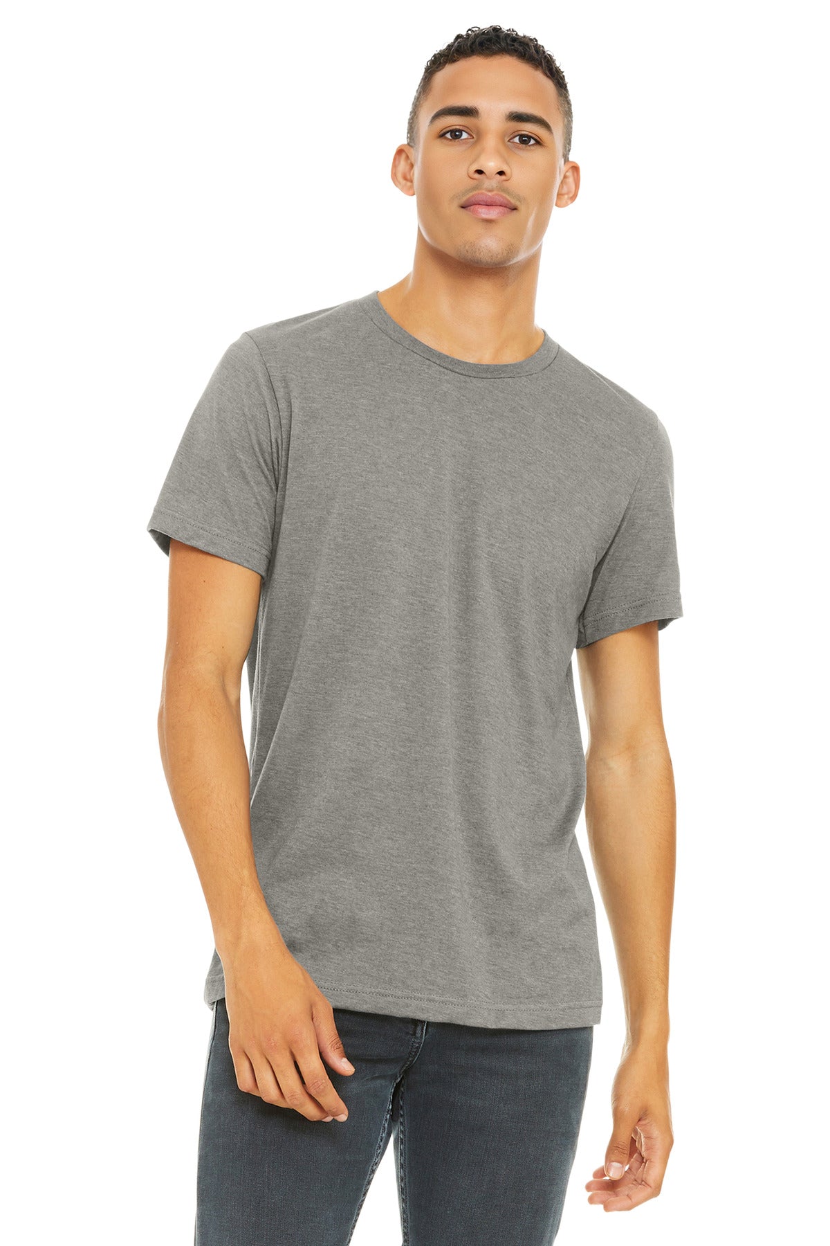 Front View of Ht Stone BELLA+CANVAS Unisex Heather CVC Short Sleeve Tee. BC3001CVC