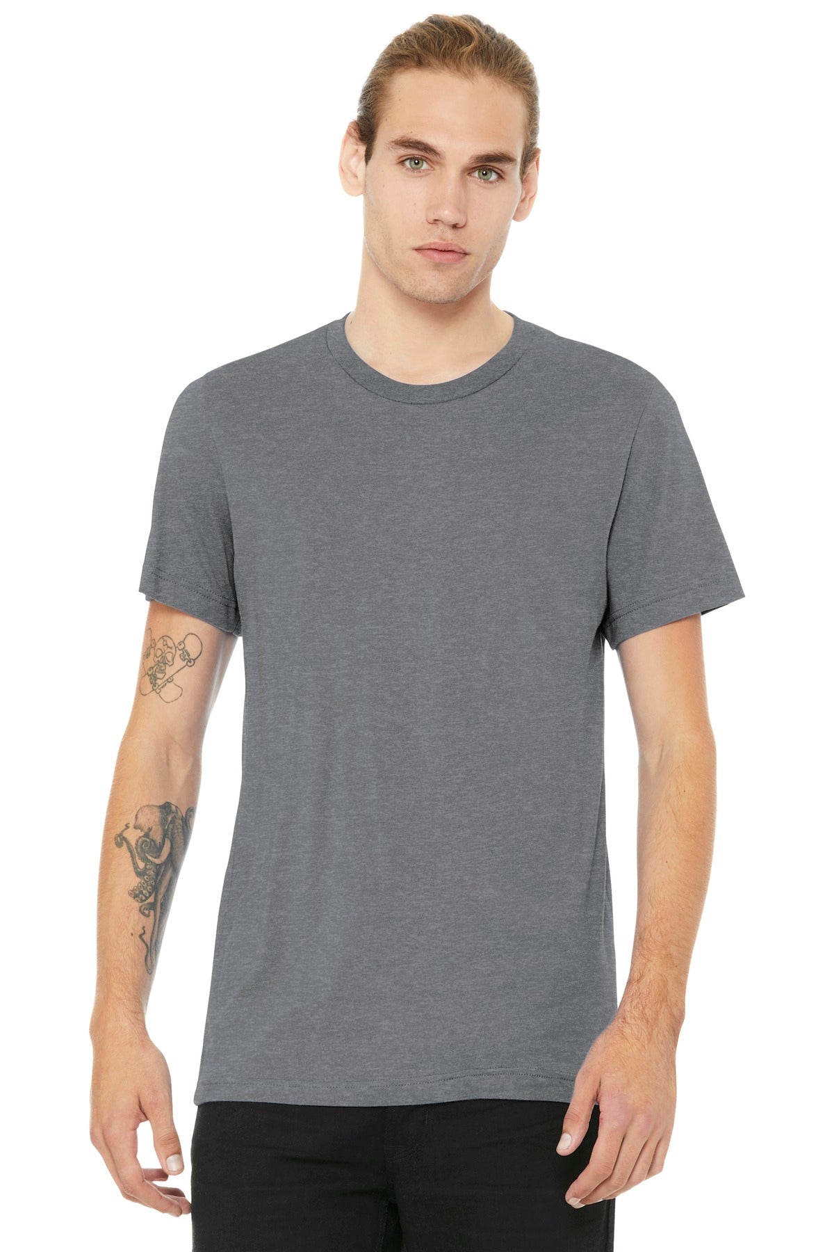 Front View of Ht Storm BELLA+CANVAS Unisex Heather CVC Short Sleeve Tee. BC3001CVC