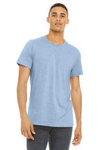 Front View of HtBabyBlue BELLA+CANVAS Unisex Heather CVC Short Sleeve Tee. BC3001CVC