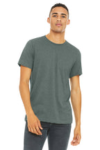 Front View of HtBluStorm BELLA+CANVAS Unisex Heather CVC Short Sleeve Tee. BC3001CVC