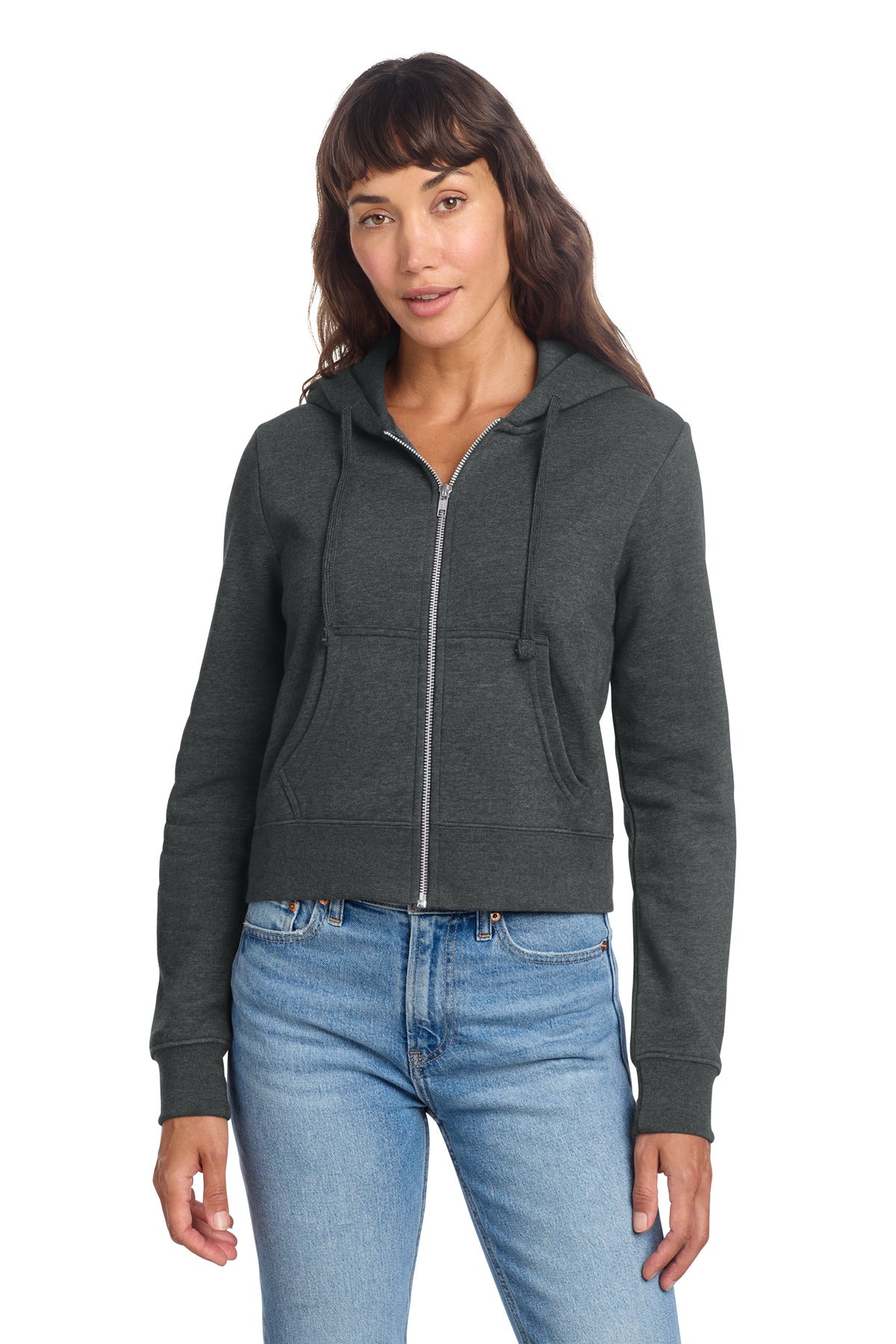 Front View of HtdChar District Women's V.I.T. Fleece Full-Zip Hoodie DT6103