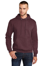 Front View of Hthr Ath Marn Port & Co Core Fleece Pullover Hooded Sweatshirt. PC78H