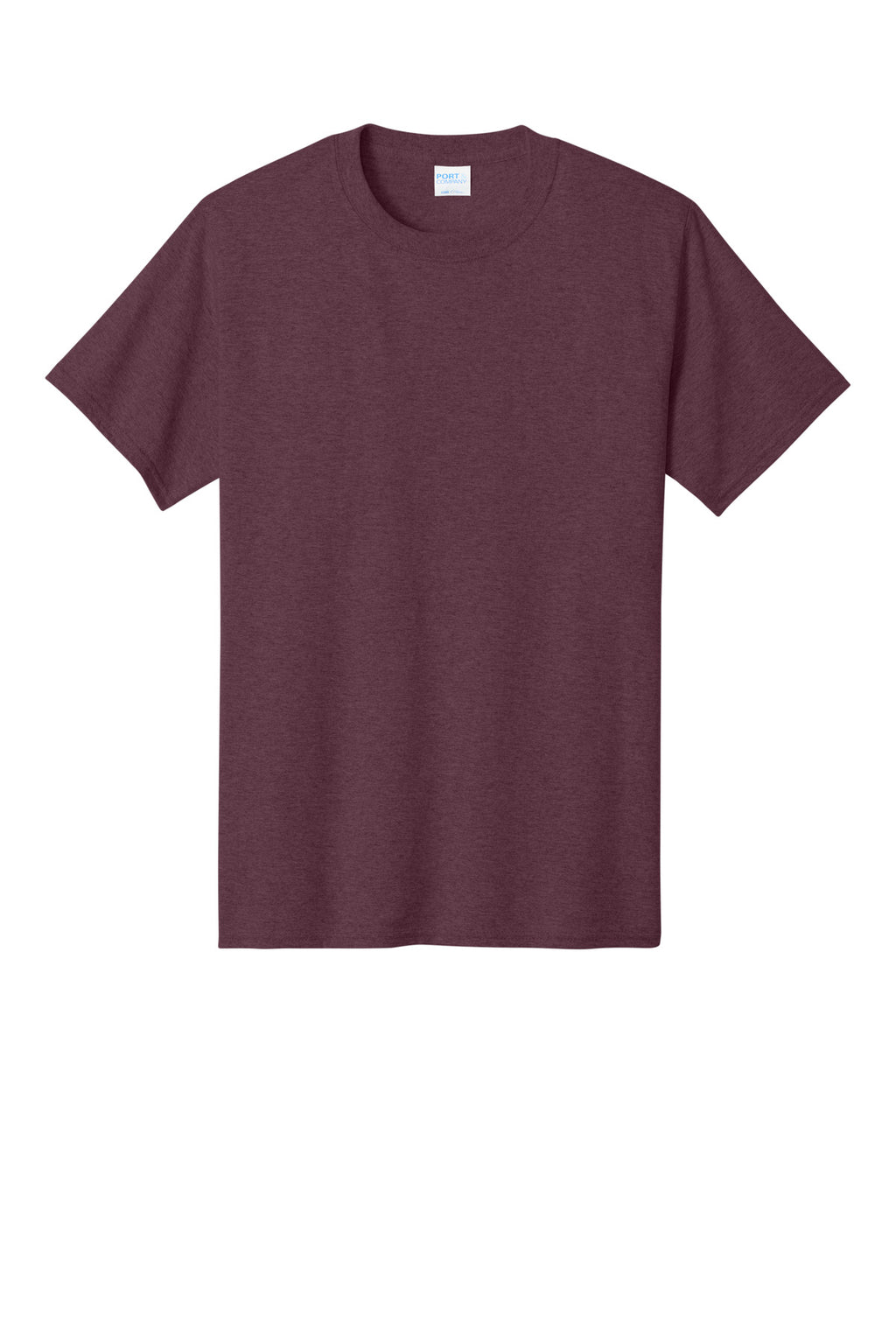 Front View of Hthr Ath Mroon Port & Co Core Cotton Tee. PC54