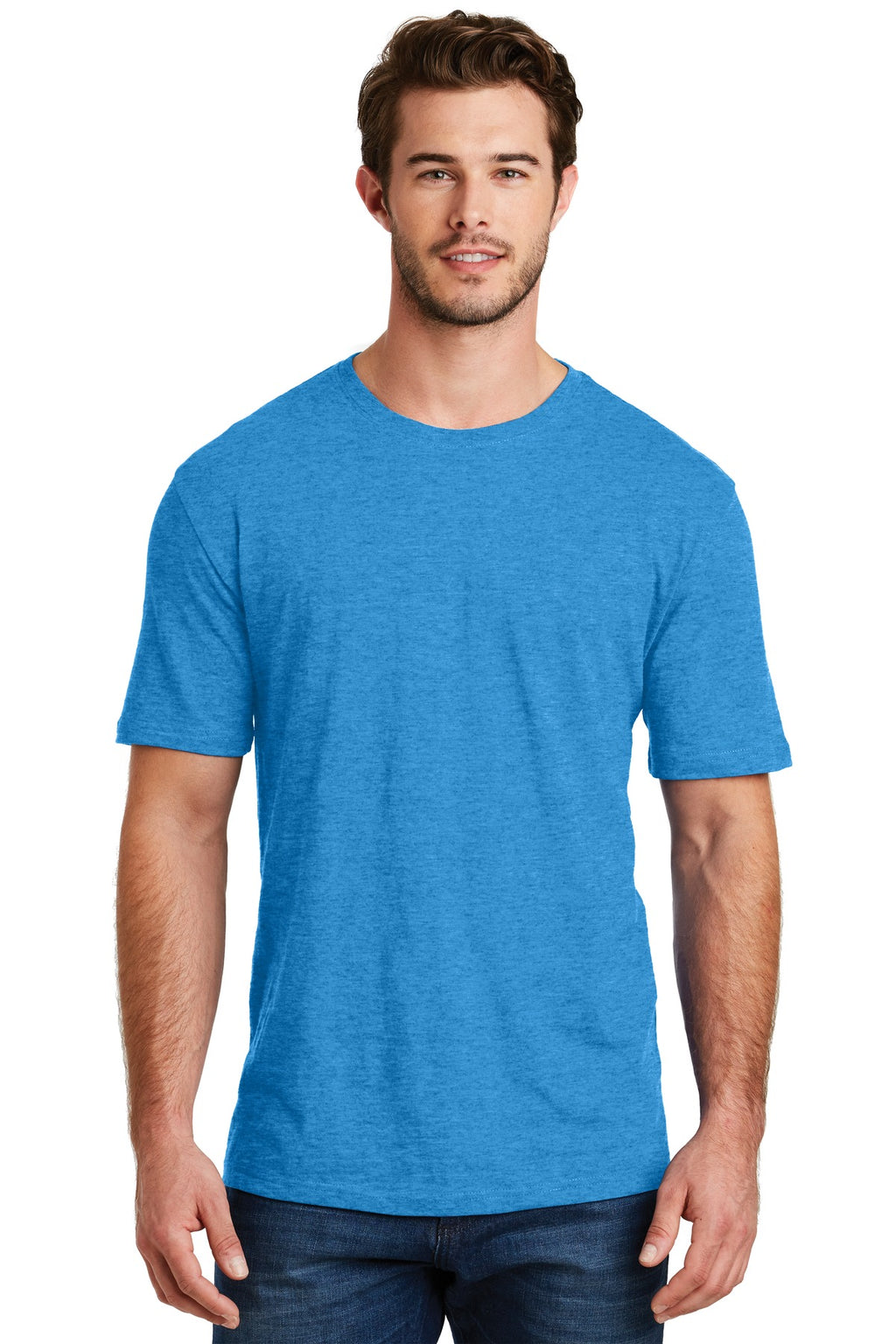 Front View of Hthr Brt Turqu District Perfect Blend CVC Tee. DM108