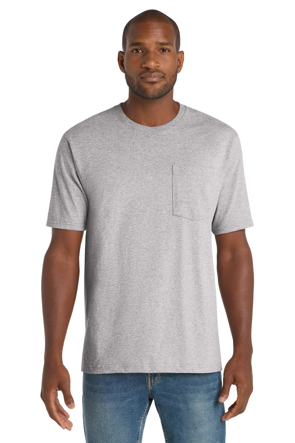 Front View of Hthr Grey CornerStone Workwear Pocket Tee CS430