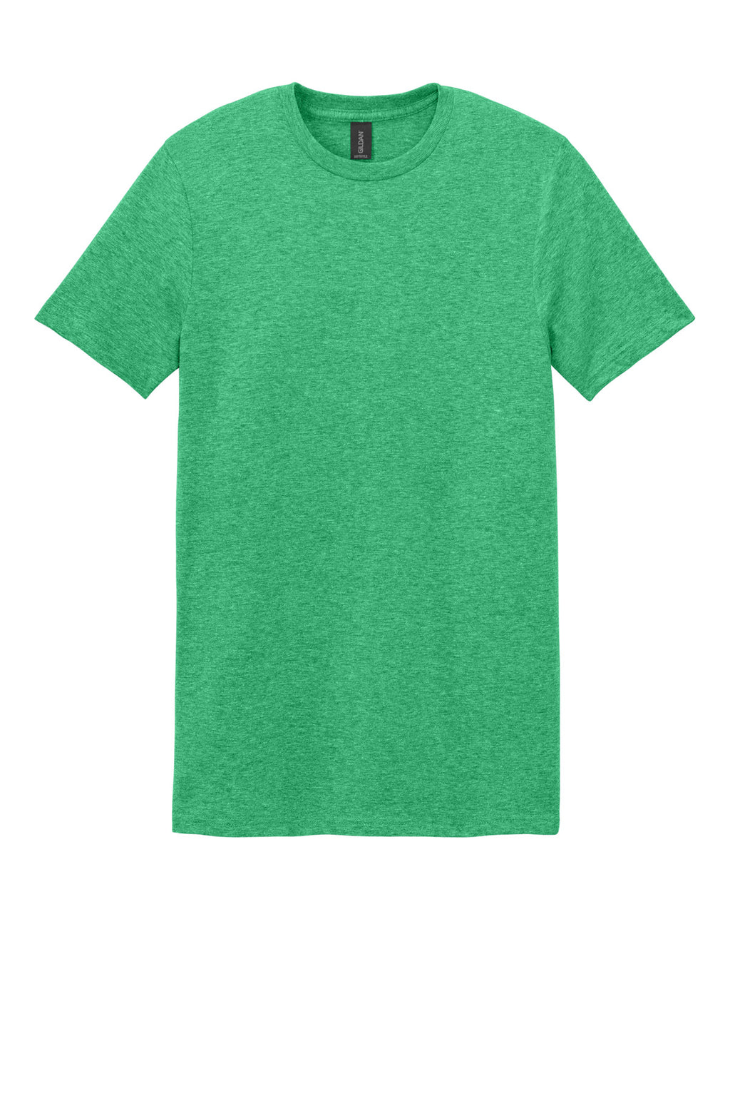 Front View of Hthr Irish Grn Gildan Softstyle T-Shirt. 64000