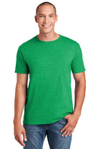 Front View of Hthr Irish Grn Gildan Softstyle T-Shirt. 64000
