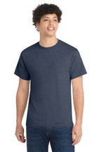 Front View of Hthr Navy Port & Co Core Cotton Tee. PC54