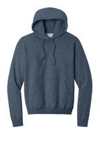 Front View of Hthr Navy Port & Co Core Fleece Pullover Hooded Sweatshirt. PC78H
