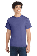 Front View of Hthr Purple Port & Co Core Cotton Tee. PC54
