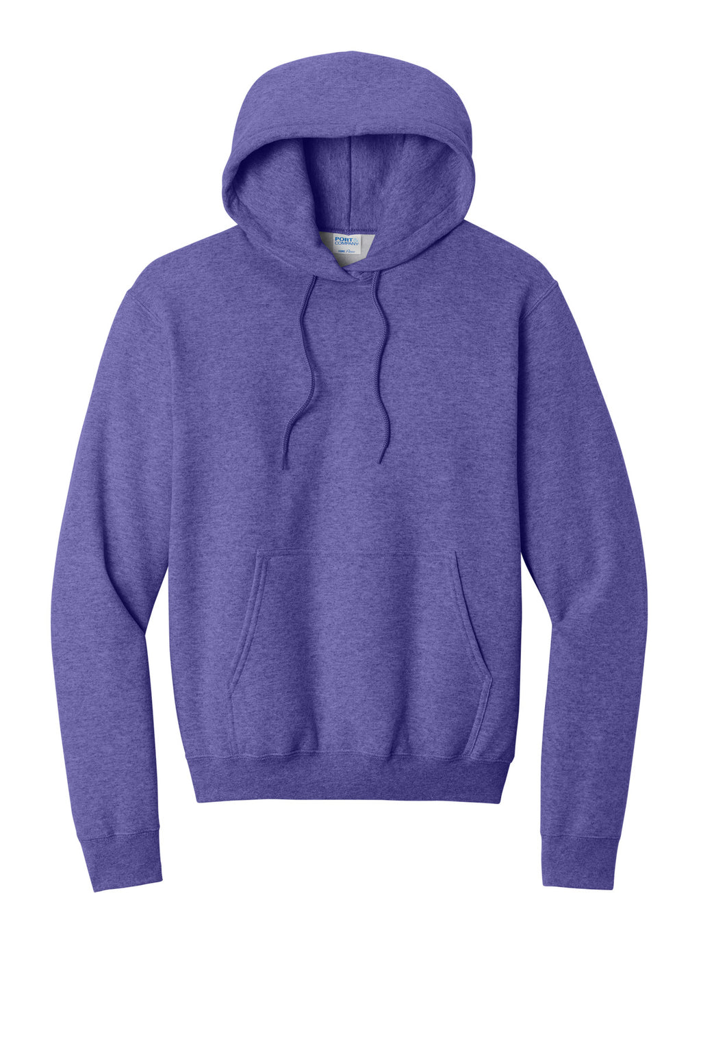 Front View of Hthr Purple Port & Co Core Fleece Pullover Hooded Sweatshirt. PC78H