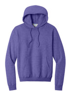 Front View of Hthr Purple Port & Co Core Fleece Pullover Hooded Sweatshirt. PC78H