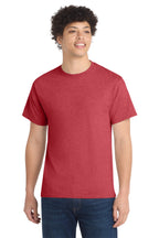 Front View of Hthr Red Port & Co Core Cotton Tee. PC54
