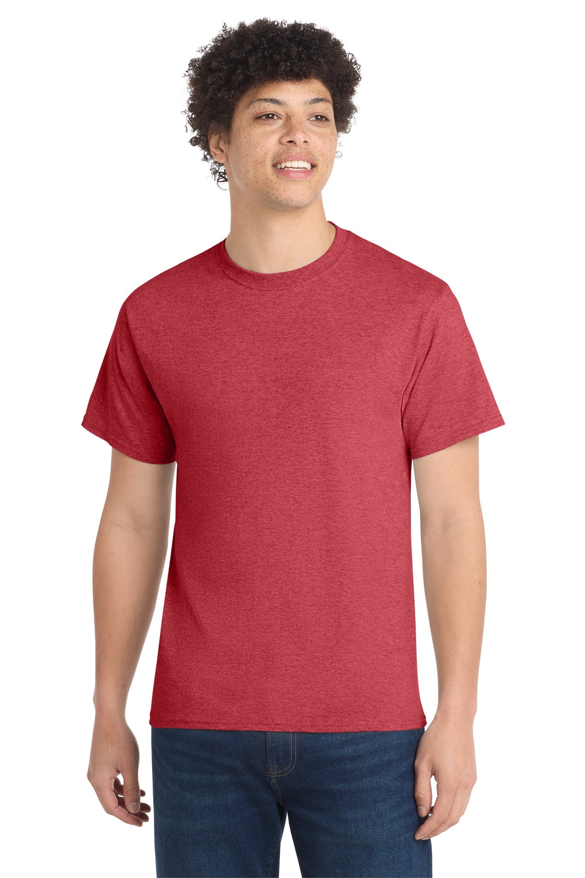 Front View of Hthr Red Port & Co Core Cotton Tee. PC54