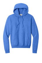 Front View of Hthr Royal Port & Co Core Fleece Pullover Hooded Sweatshirt. PC78H