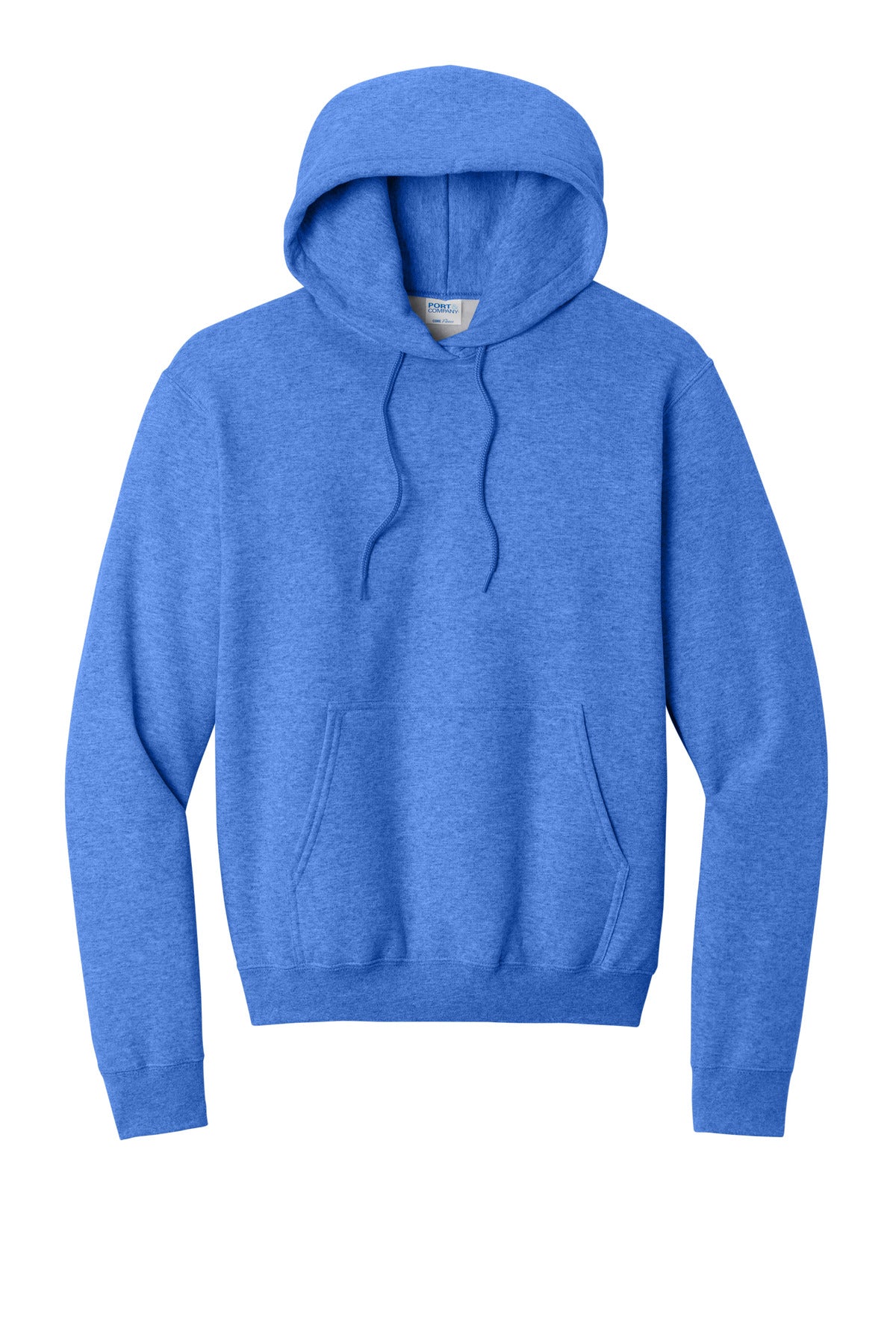 Front View of Hthr Royal Port & Co Core Fleece Pullover Hooded Sweatshirt. PC78H